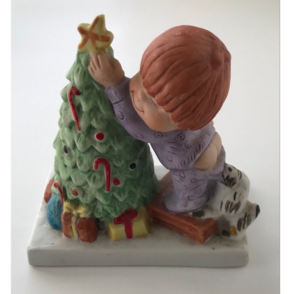 Russ Berrie Little Boy by the Tree Ceramic Figurine #2462